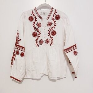 Joie Embroidered Peasant Blouse